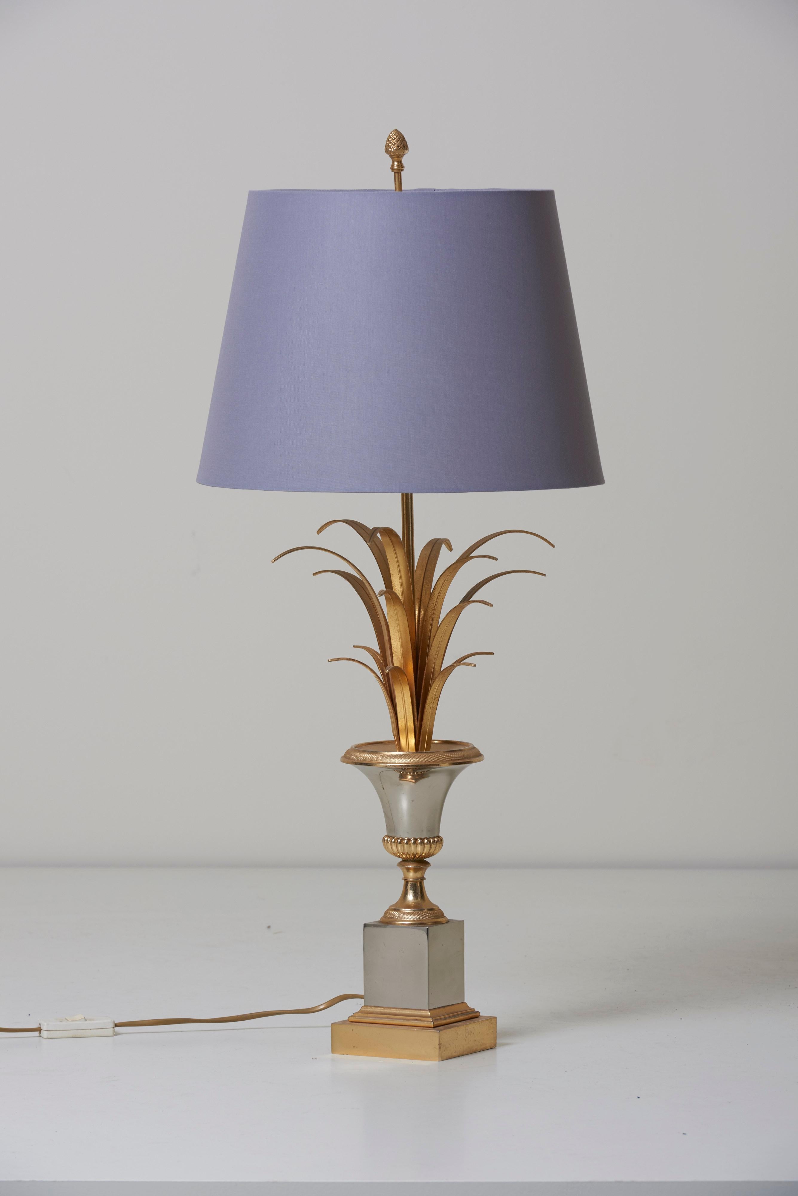 Huge Maison Charles Pineapple Table Lamp in Brass and Chrome In Excellent Condition For Sale In Berlin, BE