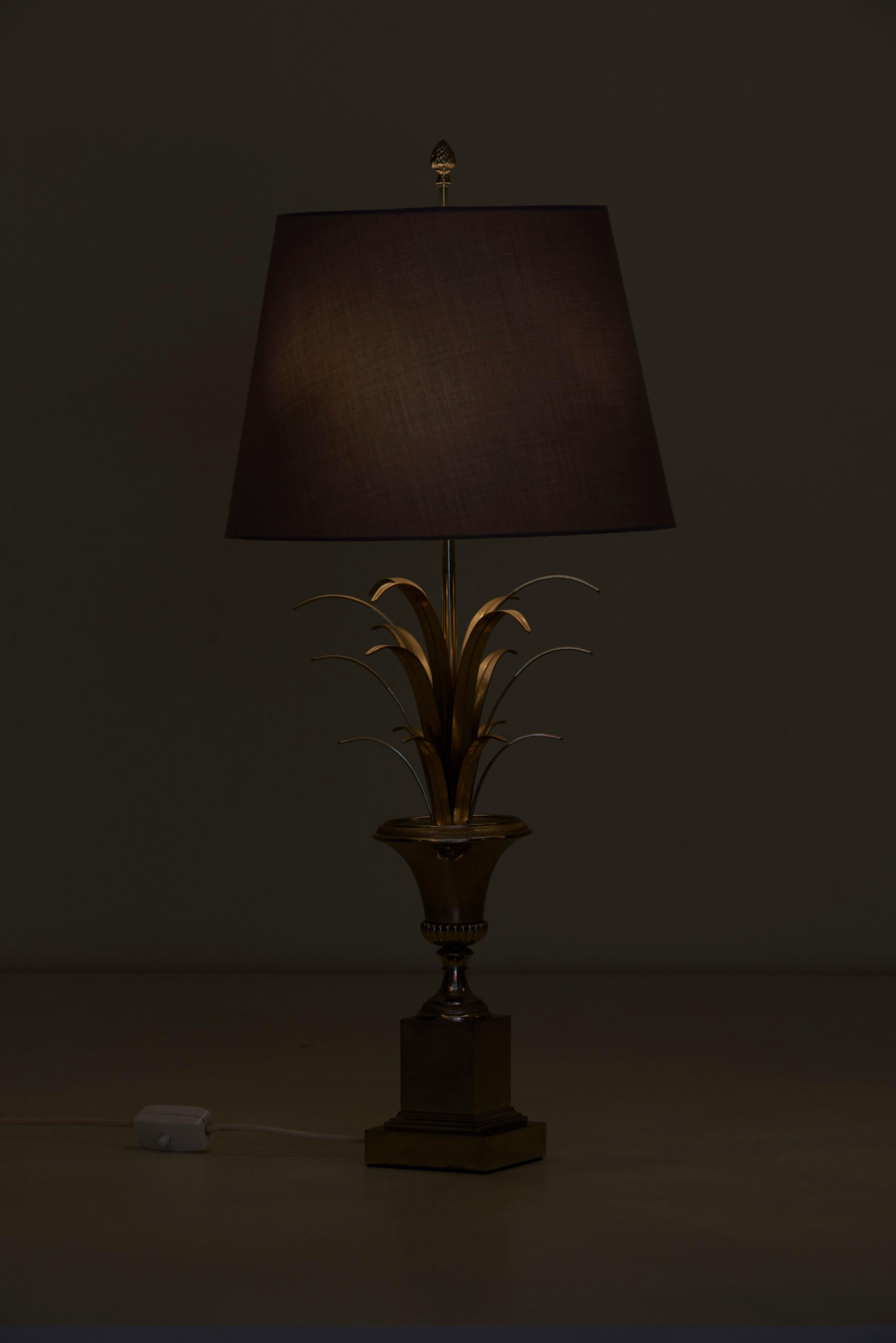 Hollywood Regency Huge Maison Charles Pineapple Table Lamp in Chrome For Sale