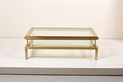 Énorme table basse à plateau coulissant complète en laiton de la Maison Jansen