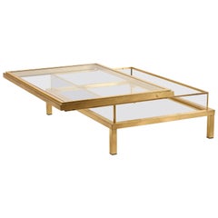 Huge Maison Jansen Sliding Top Coffee Table Complete in Brass