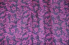 Huge Majestic "Royal Navy & Fuchsia Florals" Silk Scarf