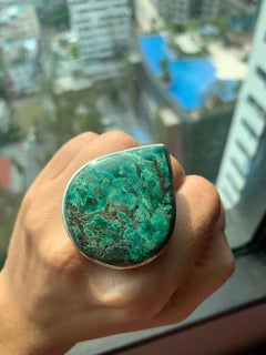 Huge malachite silver ring