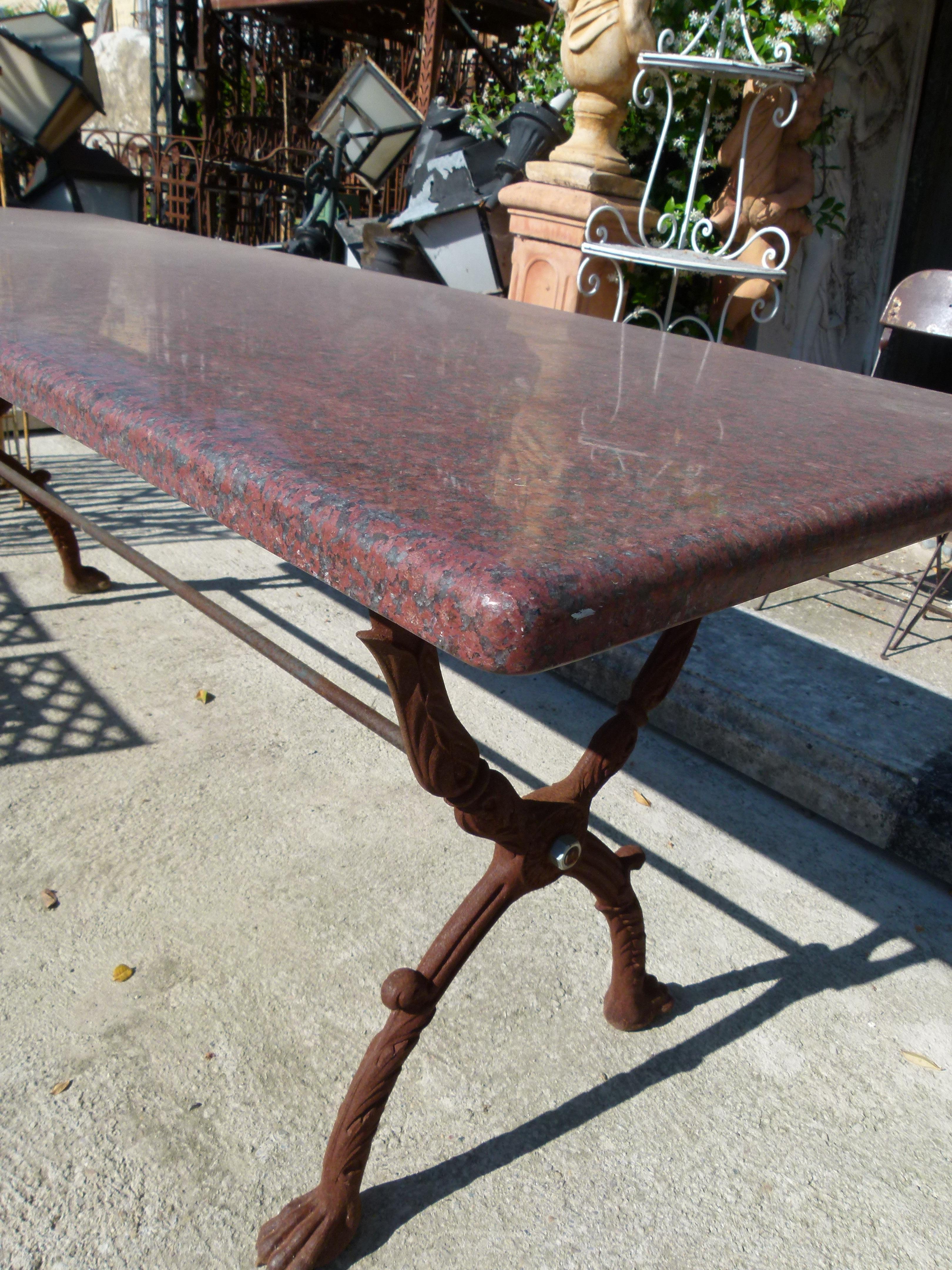 Spanish Huge Marble and Cast Iron Outdoor Dining Table