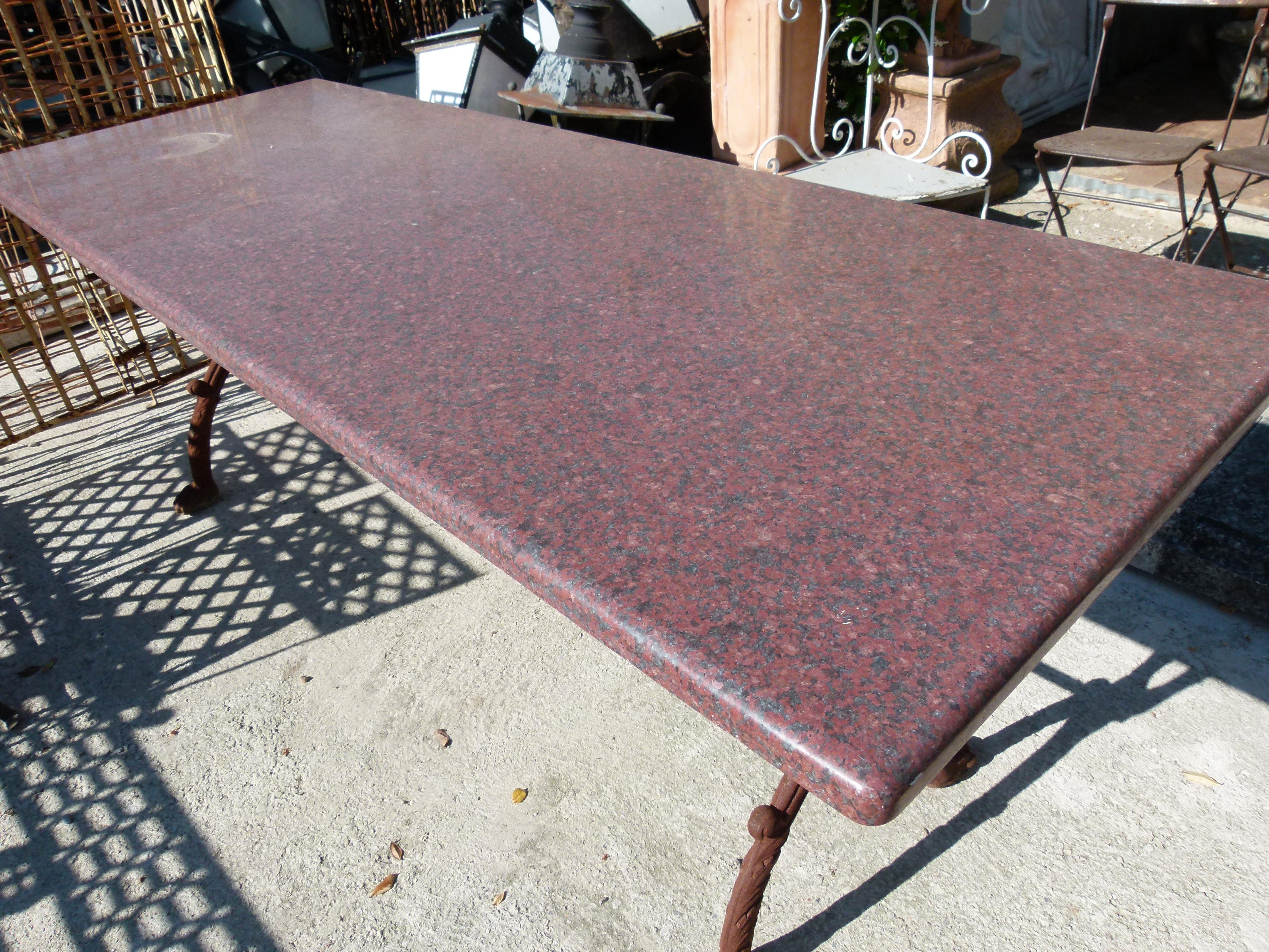 Huge Marble and Cast Iron Outdoor Dining Table In Good Condition In Vulpellac, Girona