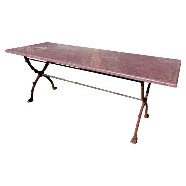 Huge Marble and Cast Iron Outdoor Dining Table For Sale at 1stDibs