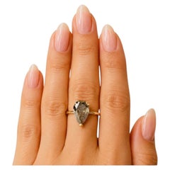 HUGE MARKDOWN, 5.84ct Pear Shape Dark Green Diamond Ring, 14k Yellow Gold