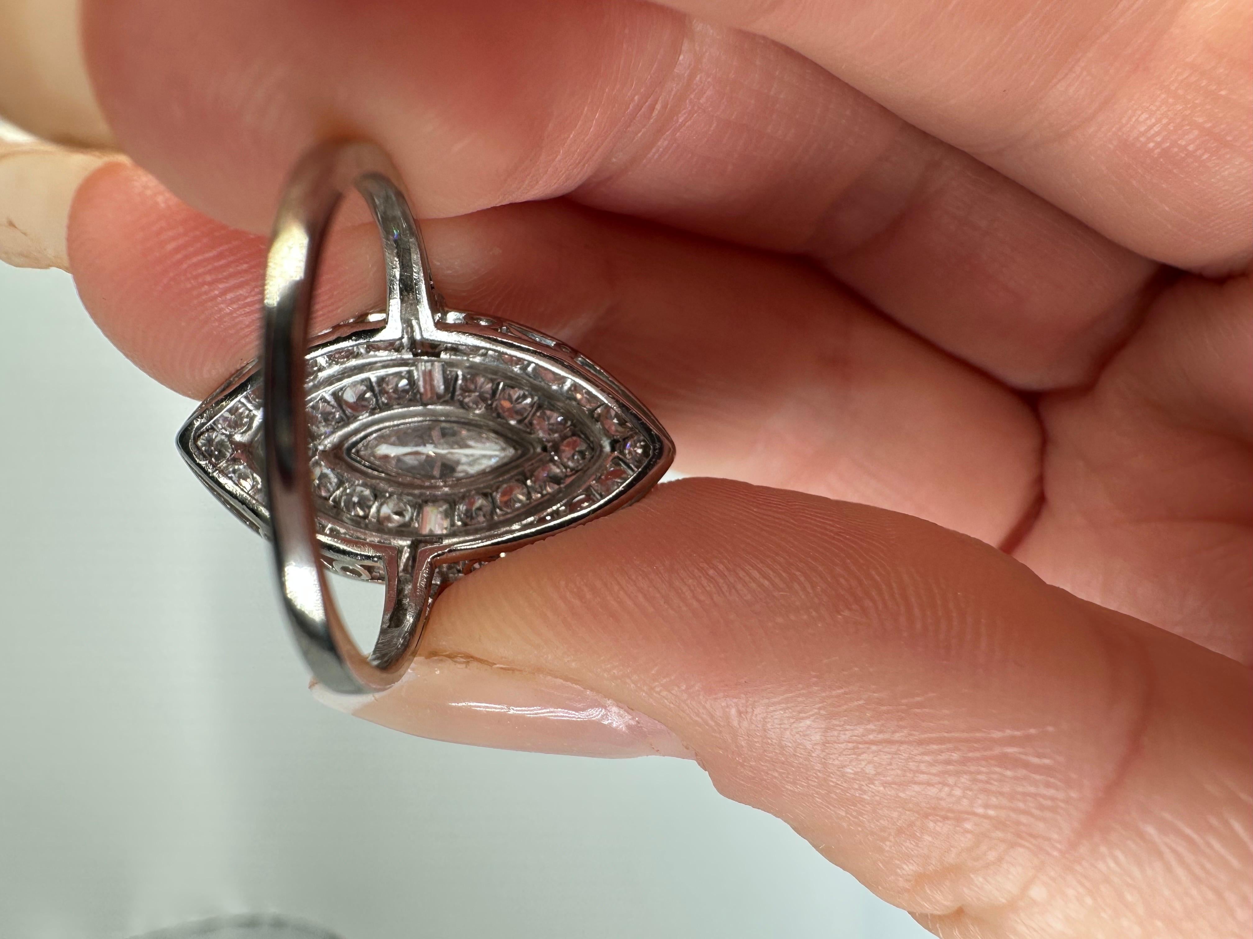 Women's or Men's Huge Marquise Diamond ring 18KT white gold For Sale