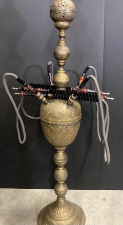 Huge Massive Middle Eastern Arabian Brass Hookah Pipe 6 feet Tall