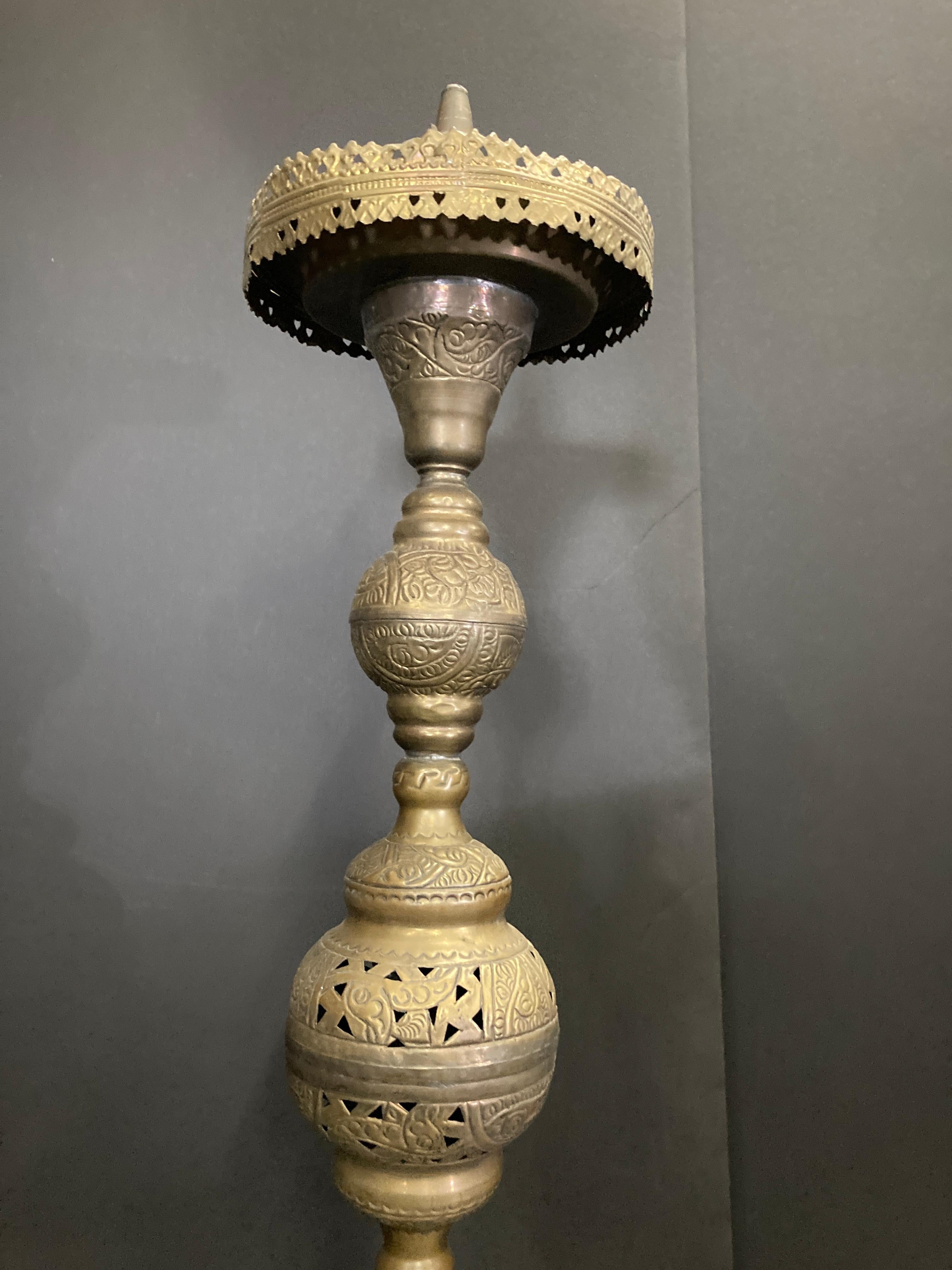 Moorish Huge Massive Middle Eastern Arabian Brass Hookah Pipe 6 feet Tall