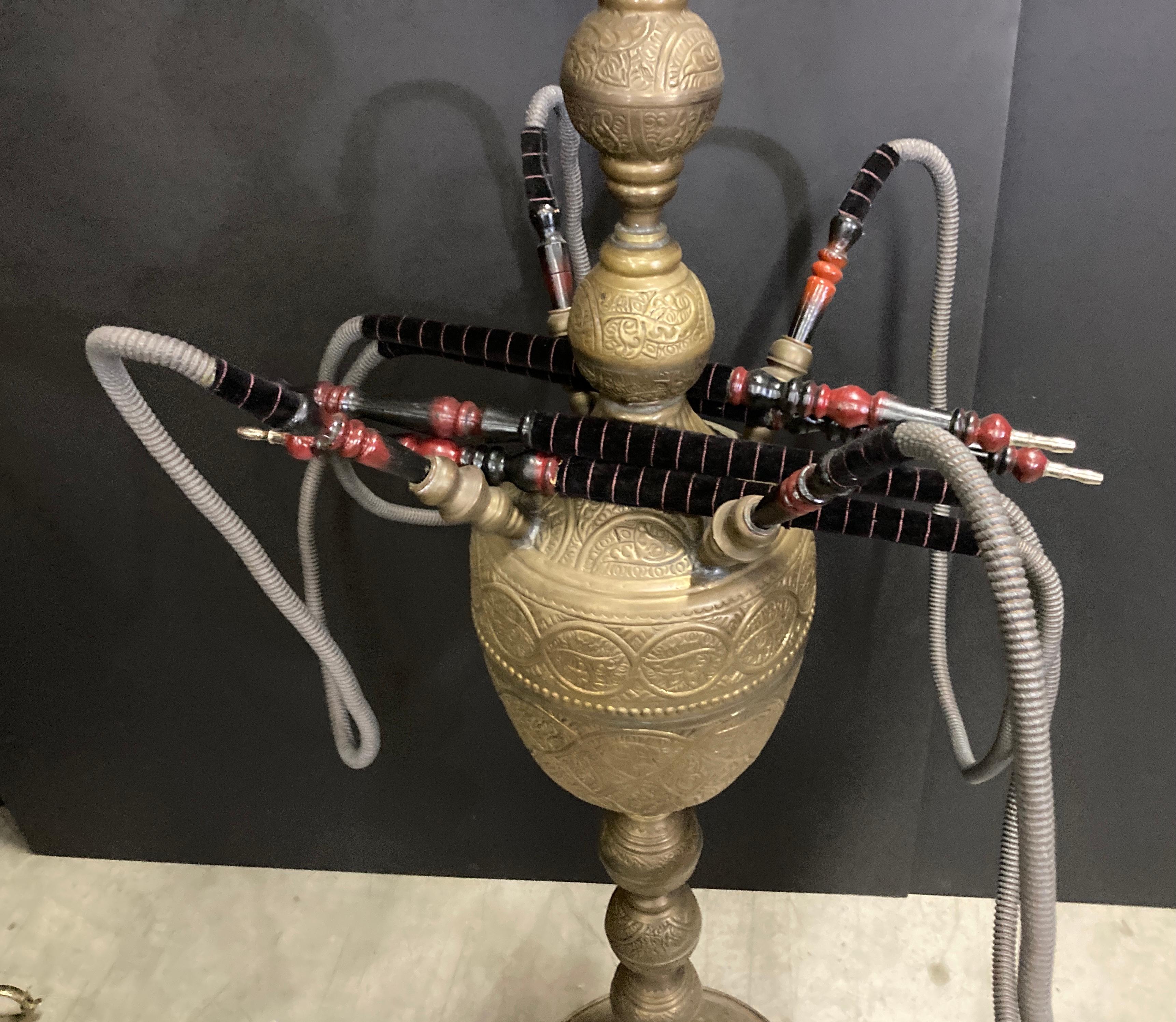 Huge Massive Middle Eastern Arabian Brass Hookah Pipe 6 feet Tall 1