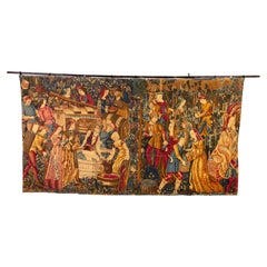 Huge Medieval Aubusson Style Tapestry Wall Hanging