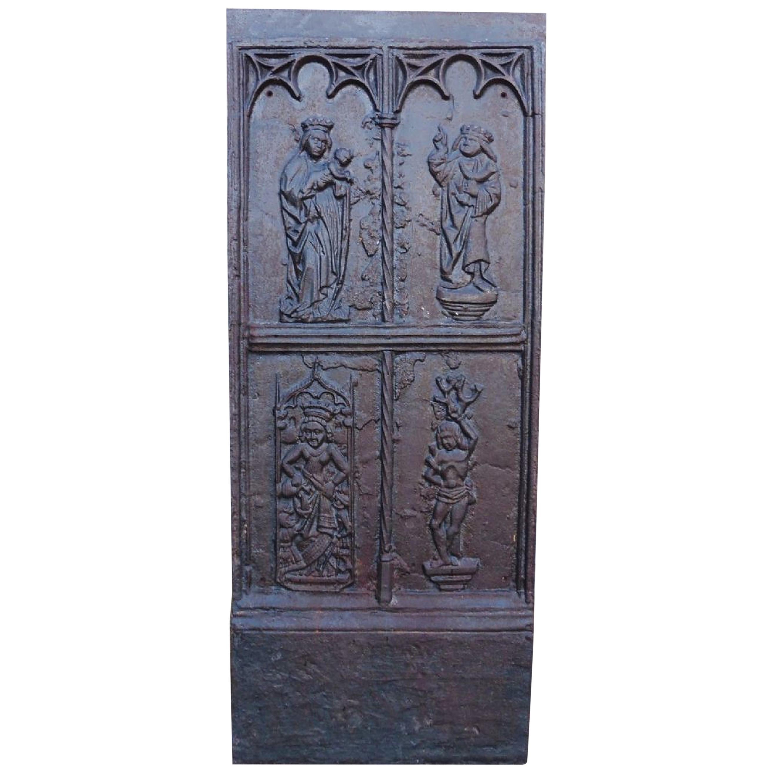 Huge Medieval French Iron Ecclesiastical Panel a Wonderful Inglenook Fire Back