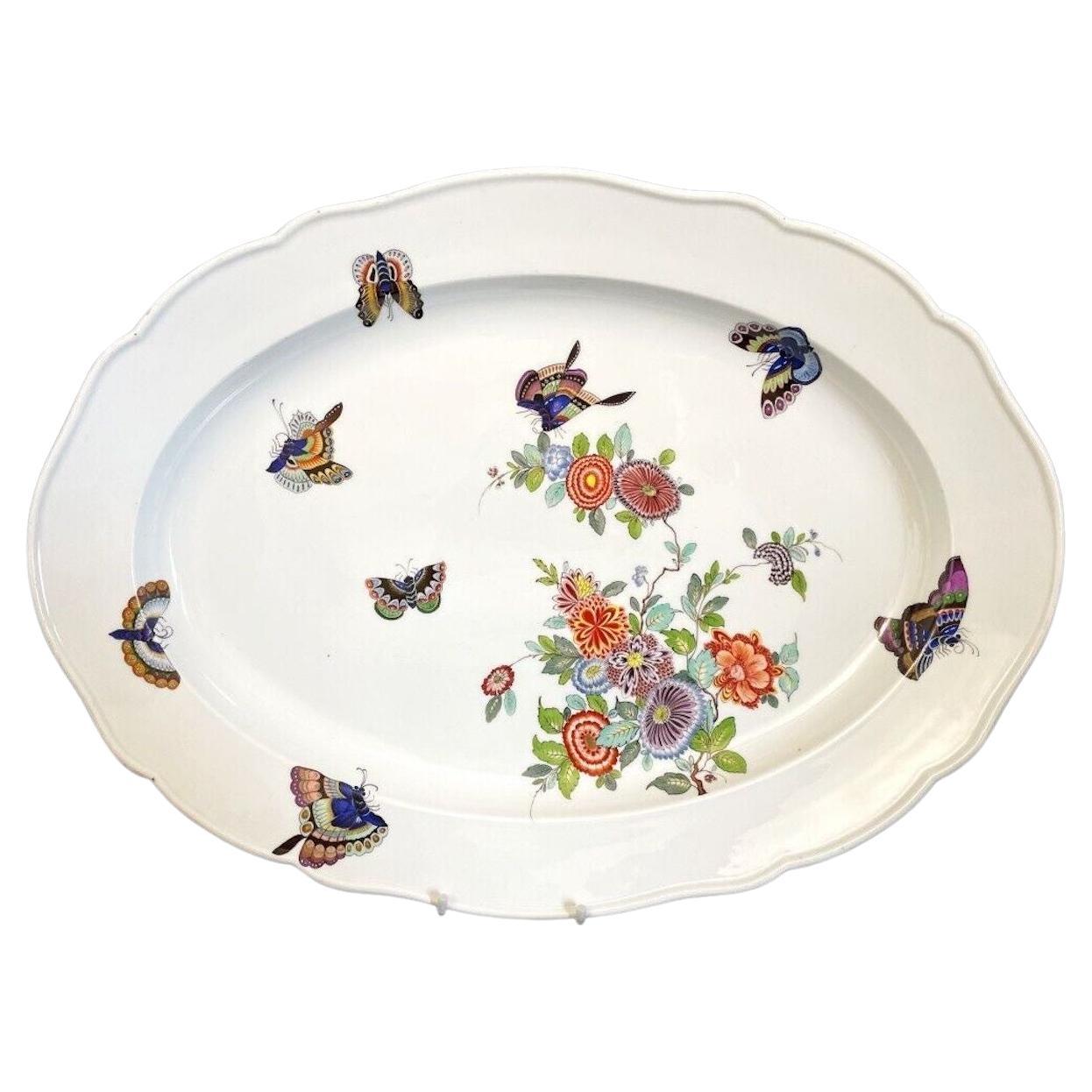 Grand plat Meissen avec papillons, début du 19ème siècle