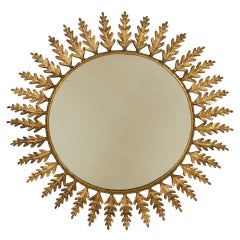 Huge Metal Round Leafed Sunburst Mirror