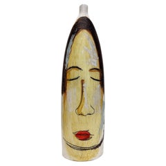 Énorme vase à visage peint des deux côtés de l'artiste mexicain Yuri Zatarain, série Oleo
