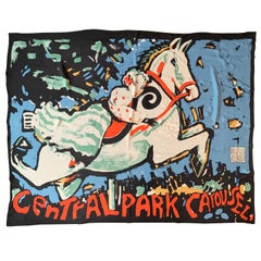 Huge Michaele Vollbracht Central Park Carousel Silk Scarf or Sarong Beach Cover