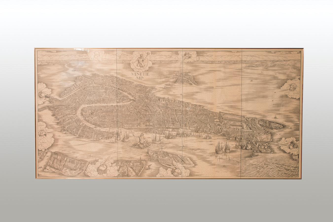 Huge Mid 19th century Six Panels Venice Map Engraving For Sale 4