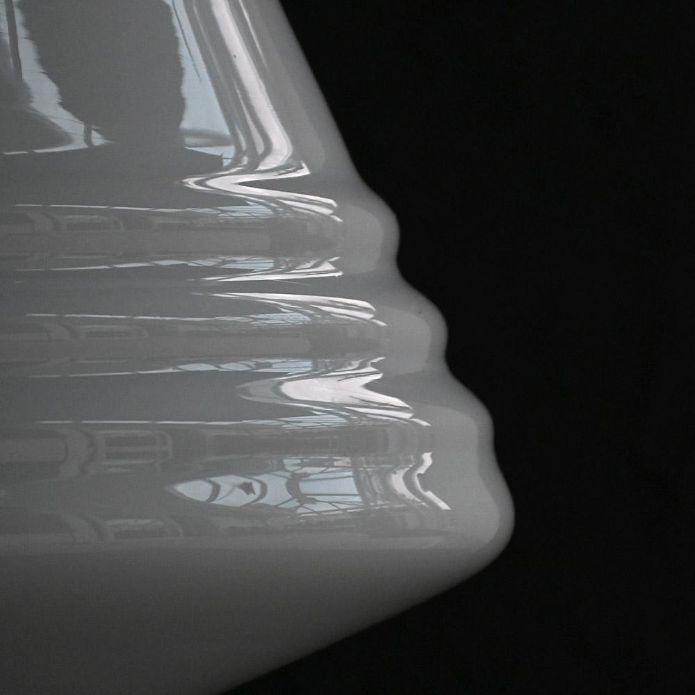 Français Huge Mid-20th Century Philips Glass Pendant with Brass Gallery en vente