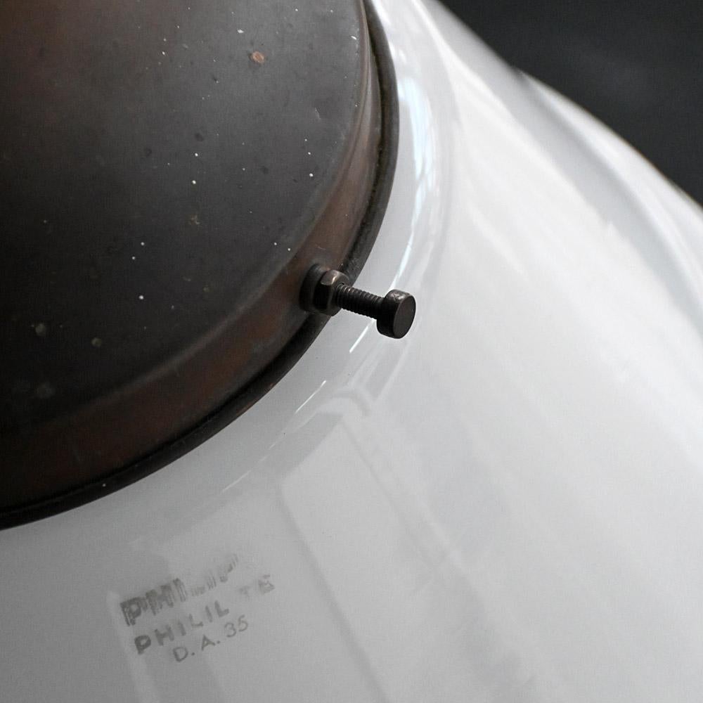 Fait main Huge Mid-20th Century Philips Glass Pendant with Brass Gallery en vente