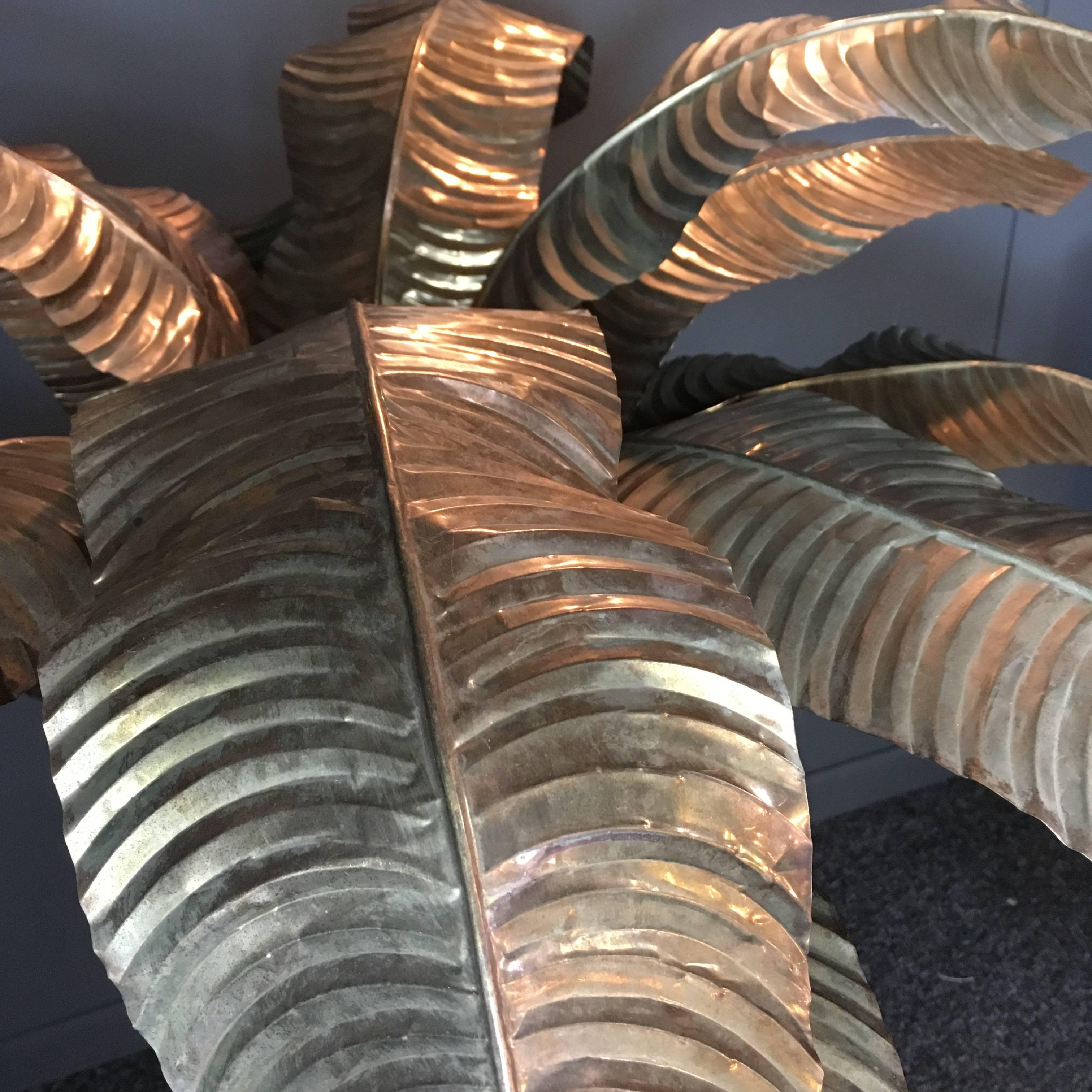 Huge Midcentury Brass and Copper Banana Palm Tree 2