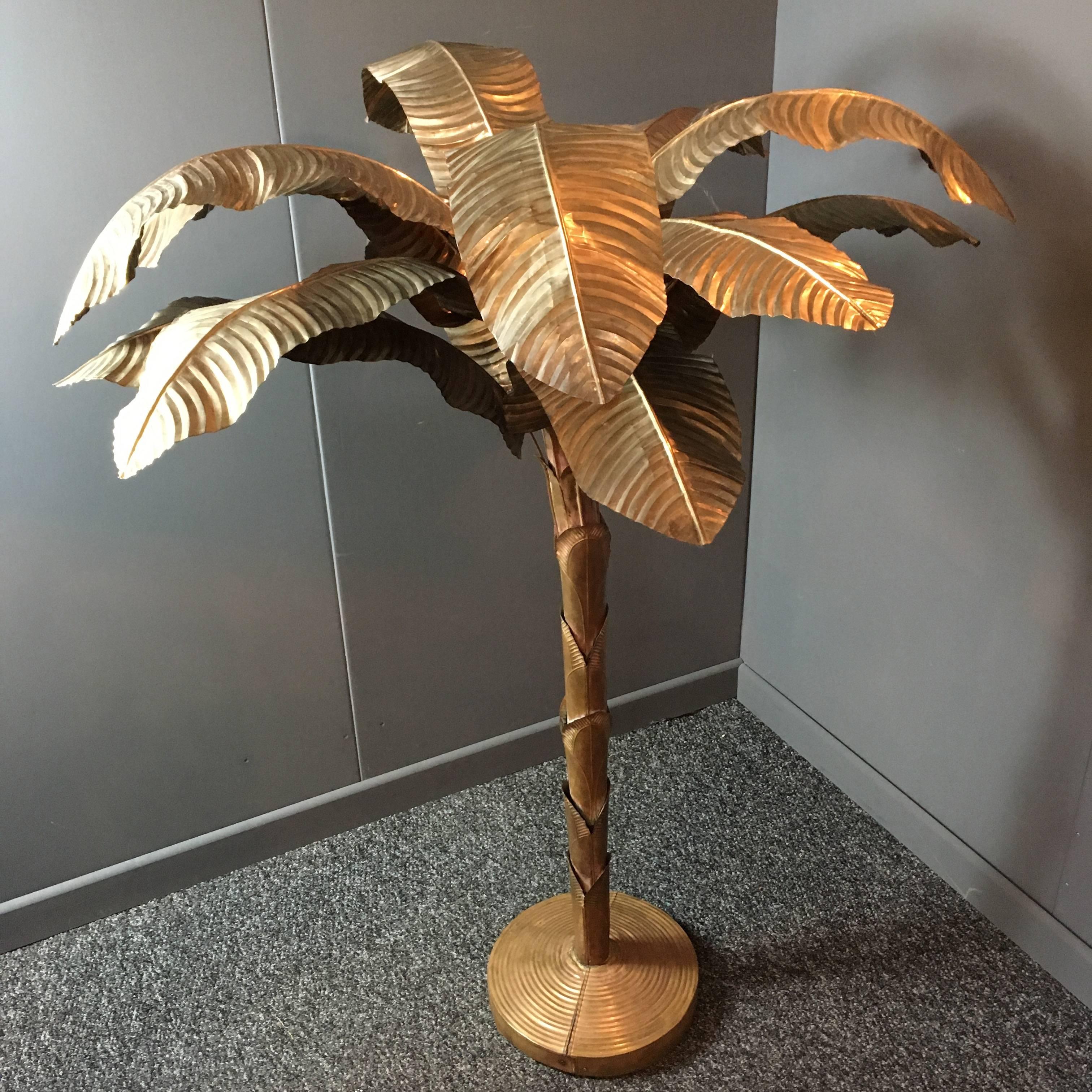 Huge Midcentury Brass and Copper Banana Palm Tree 4