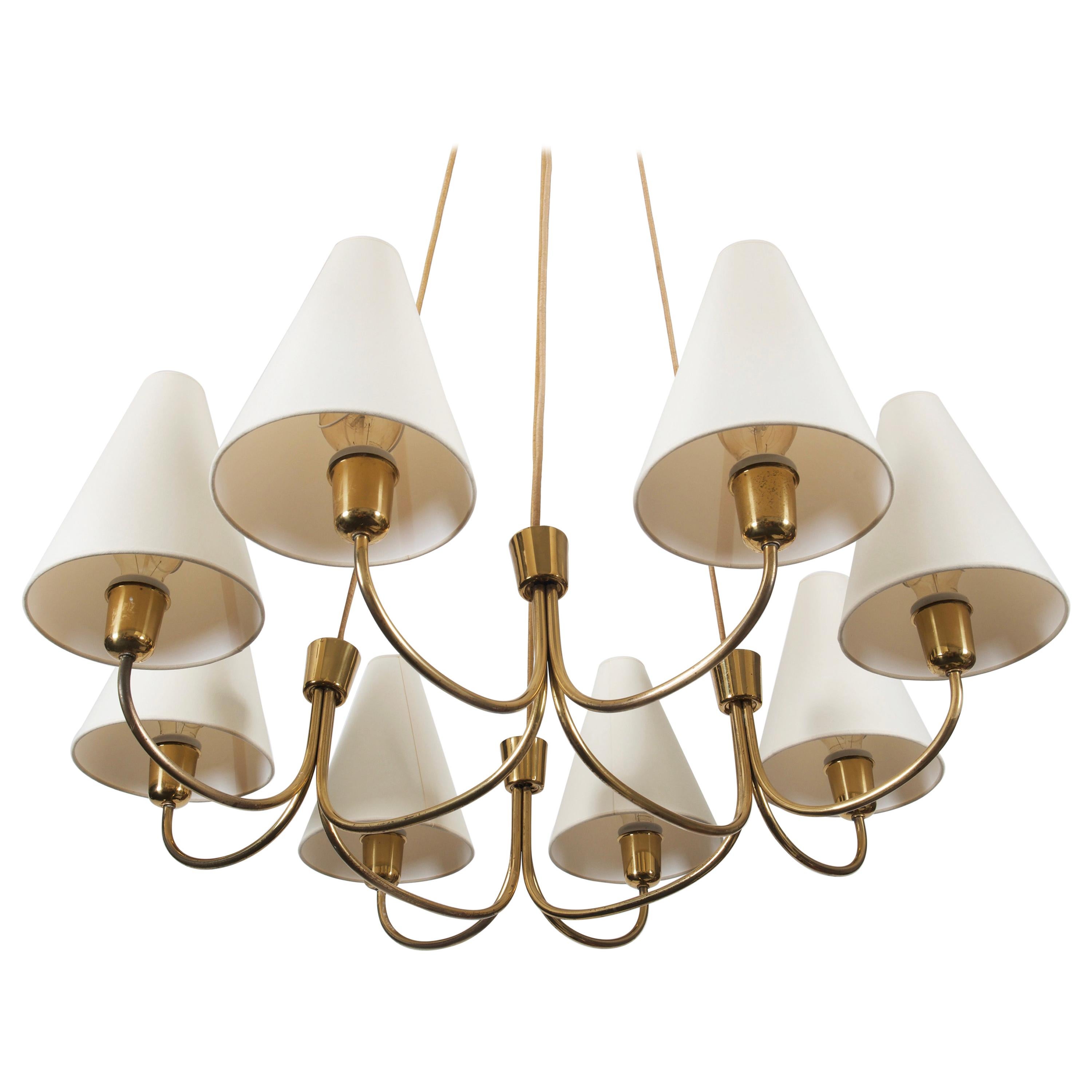 Huge Midcentury Brass Chandelier Model Globus 1069 by Rupert Nikoll