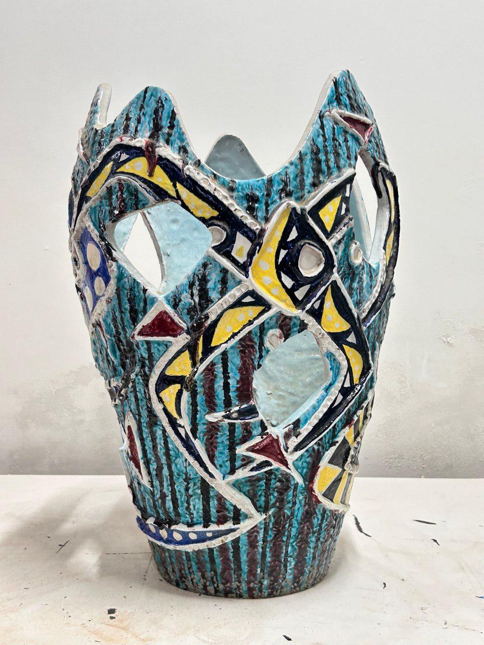 Mid-Century moderno Enorme vaso in ceramica della metà del secolo attribuito a Salvatore Meli, 1950 in vendita