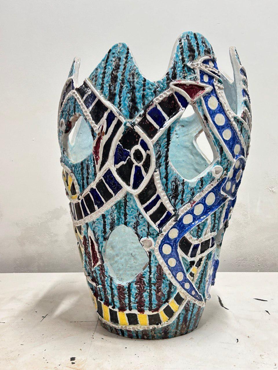 European Enorme vaso in ceramica della metà del secolo attribuito a Salvatore Meli, 1950 in vendita