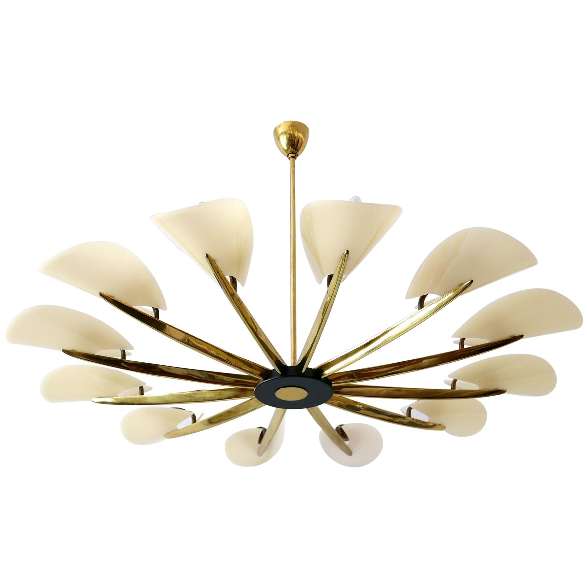 Huge Mid-Century Modern 12 Armed Sputnik Chandelier or Pendant Lamp, 1950s