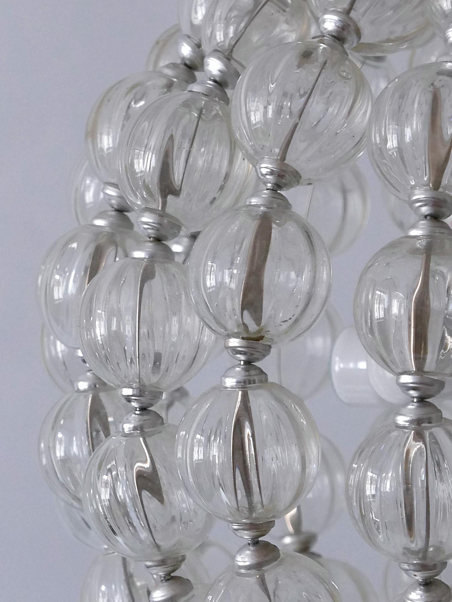 Très grand lustre ou lampe à suspension Spoutnik en verre à 13 branches, de style moderne du milieu du siècle, années 1960 en vente 4
