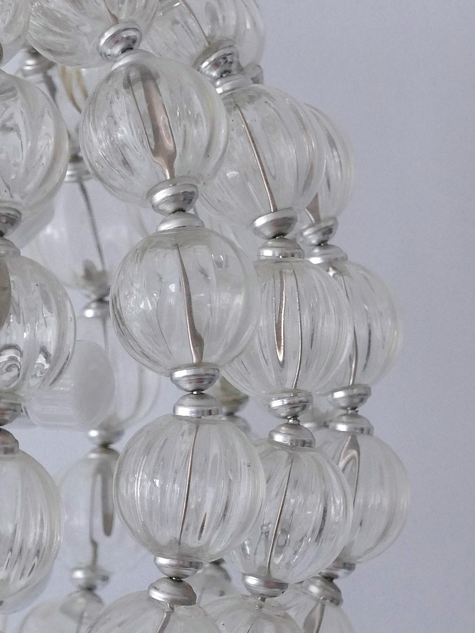Très grand lustre ou lampe à suspension Spoutnik en verre à 13 branches, de style moderne du milieu du siècle, années 1960 en vente 10