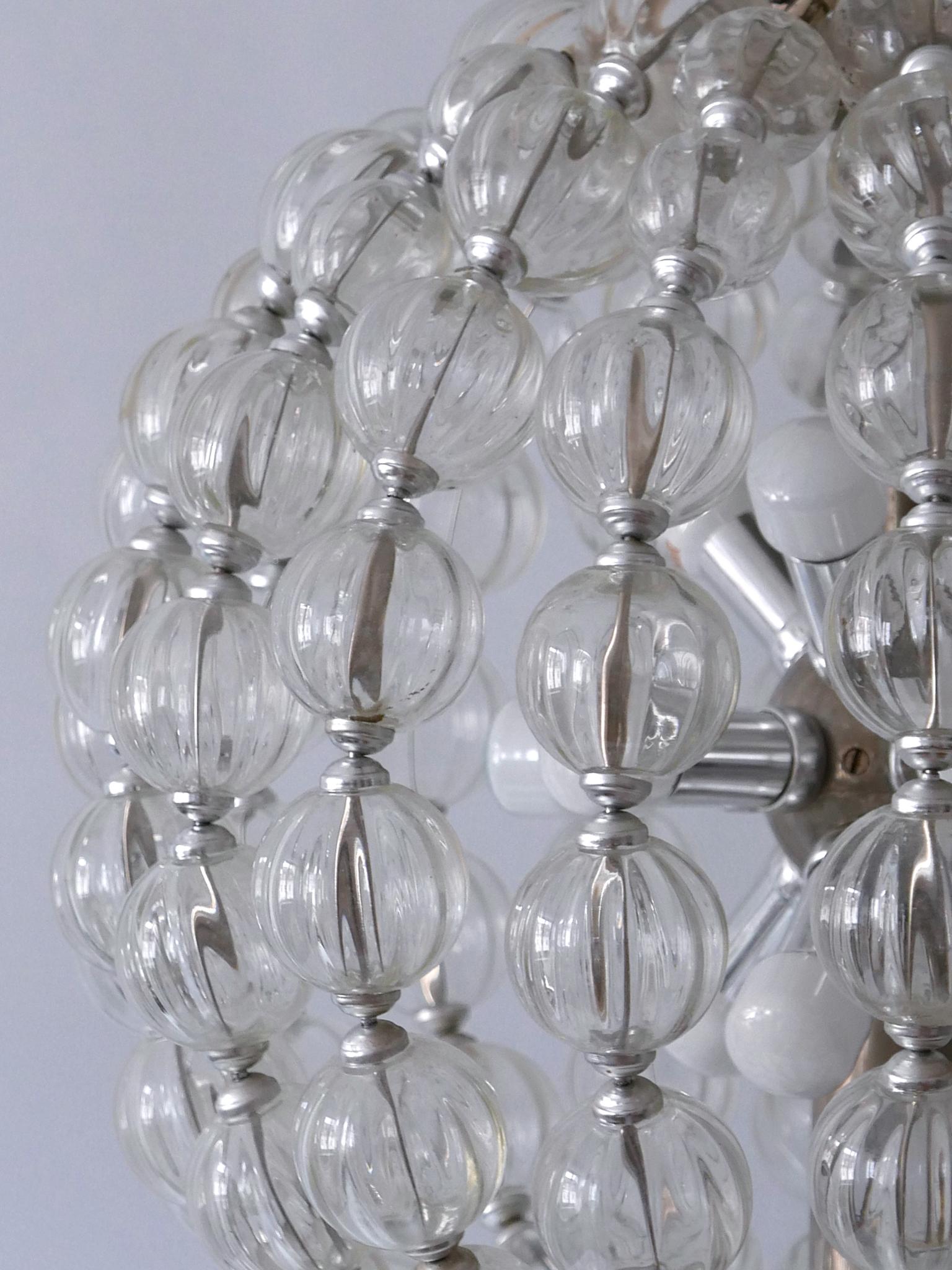 Très grand lustre ou lampe à suspension Spoutnik en verre à 13 branches, de style moderne du milieu du siècle, années 1960 en vente 3