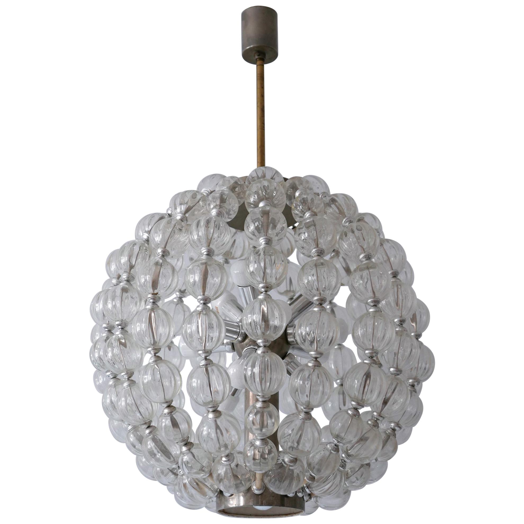 Huge Mid-Century Modern 13-Flamed Glass Sputnik Chandelier or Pendant Lamp 1960s For Sale