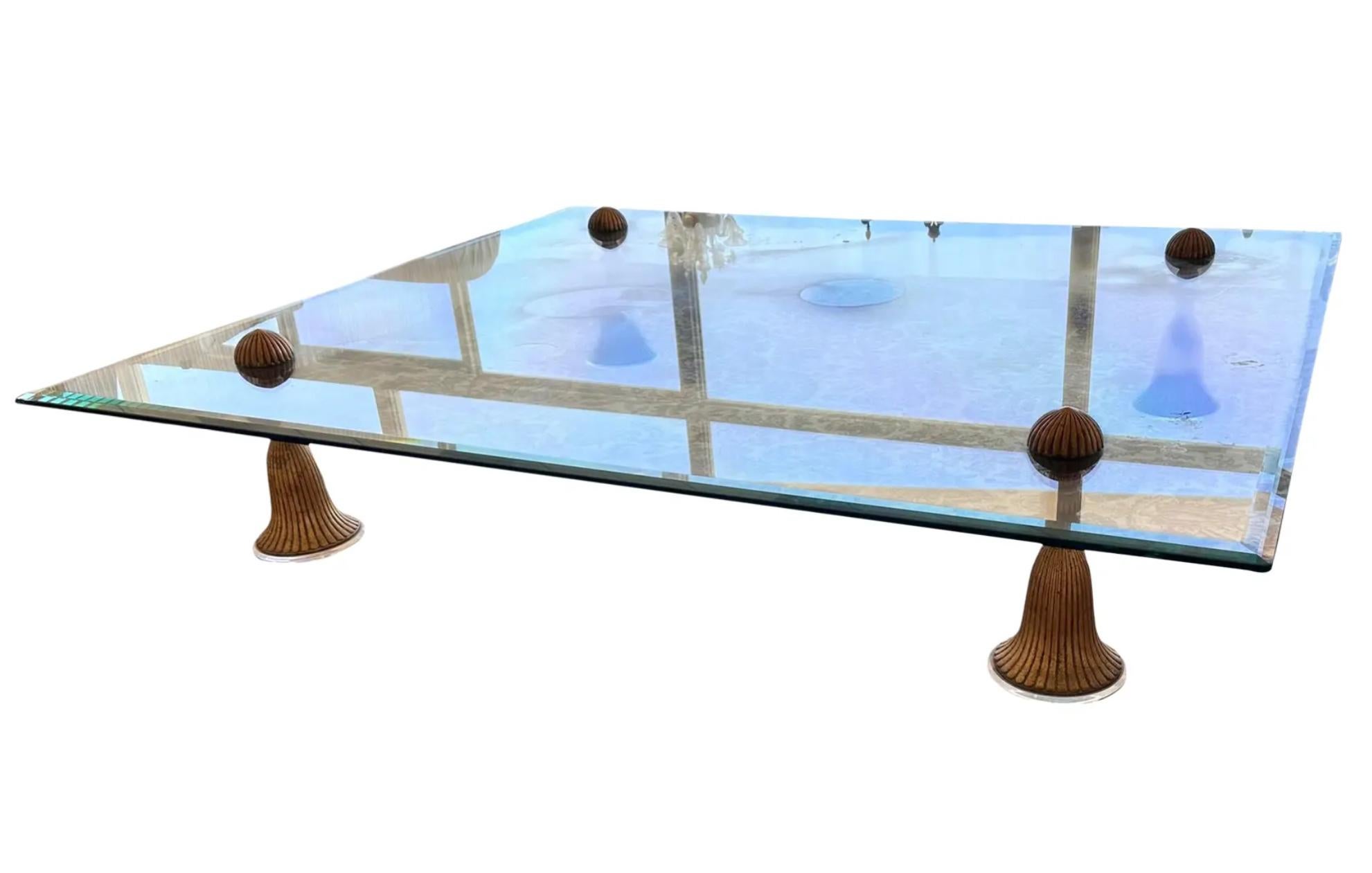 Huge Mid Century Modern 6’ by 7’ Tassel Cocktail Table.