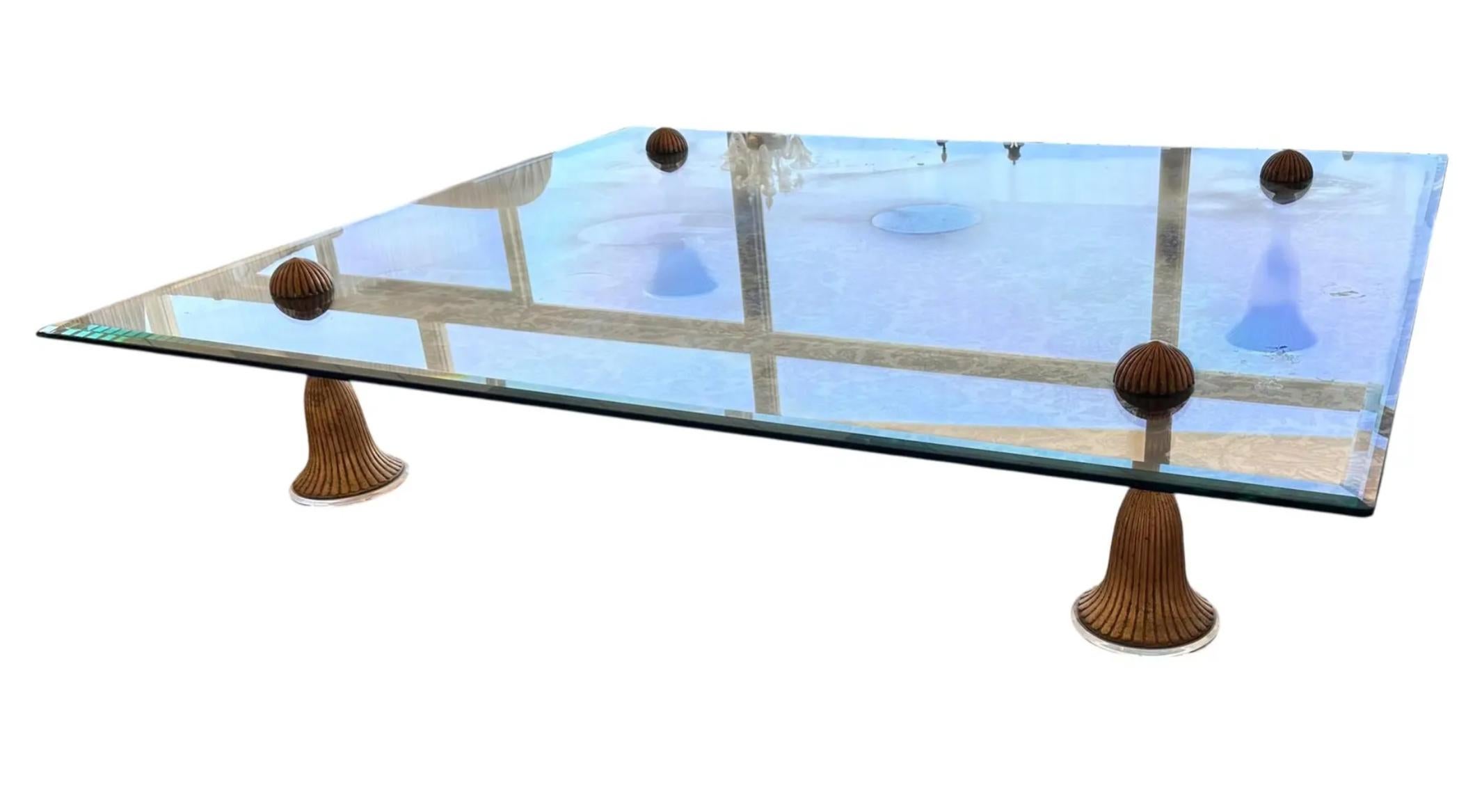 American Huge Mid Century Modern 6’ by 7’ Tassel Cocktail Table For Sale