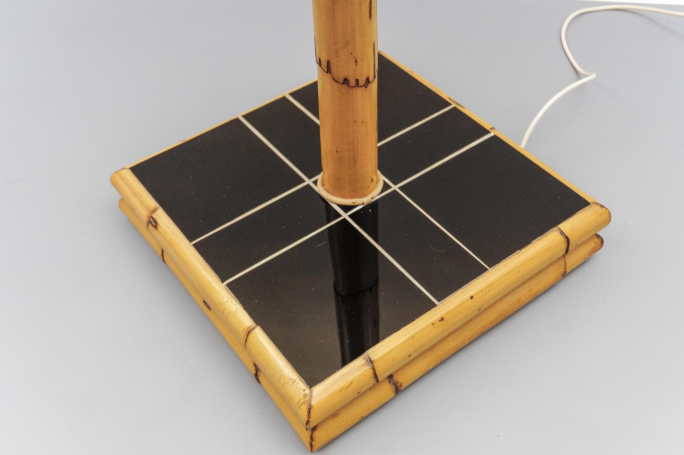 Huge Mid-Century Modern Bamboo, Brass & Rattan Arc Floor Lamp, Italy 1950s For Sale 11