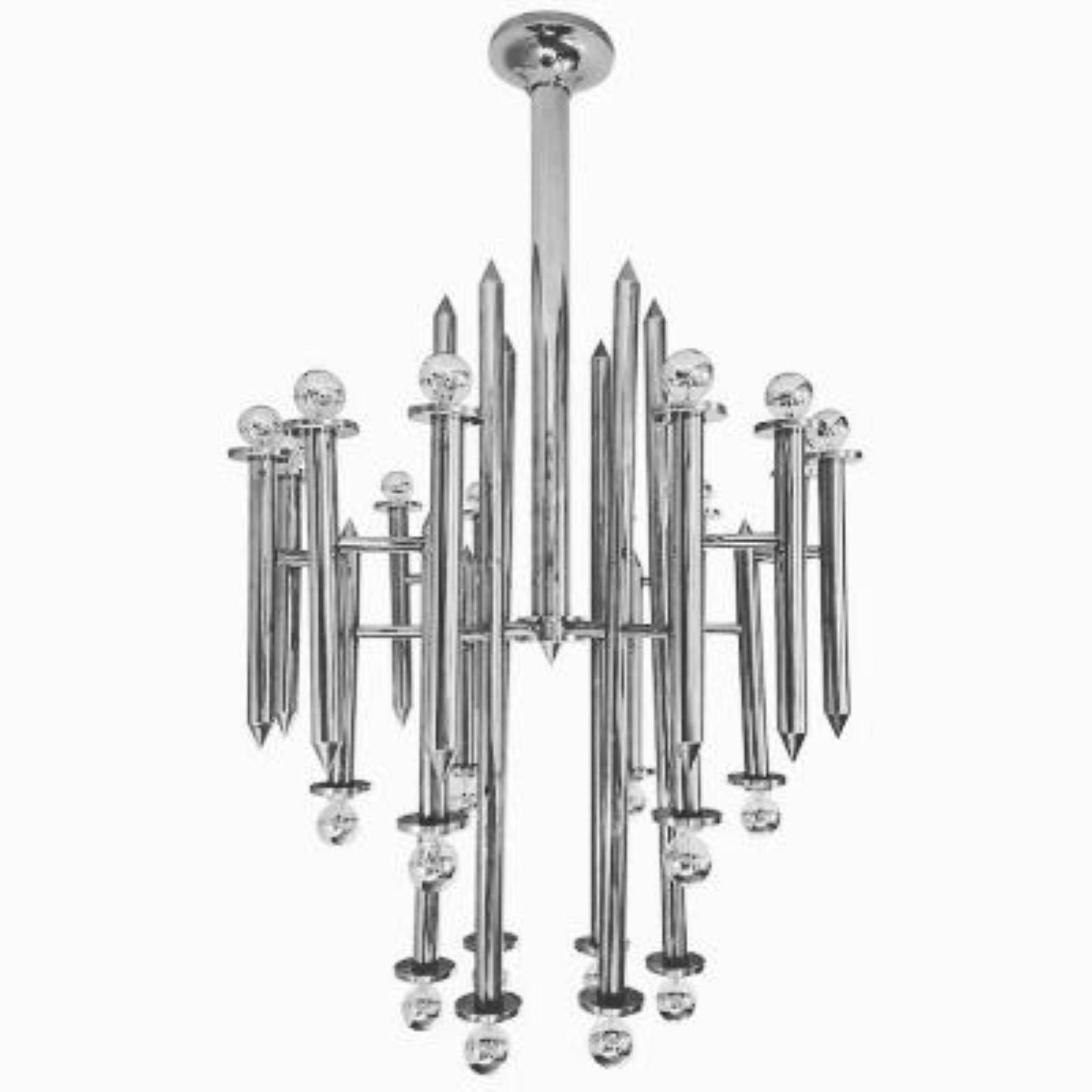 Monumental Mid-Century Modern Chrome Chandelier by Gaetano Sciolari For Sale 5