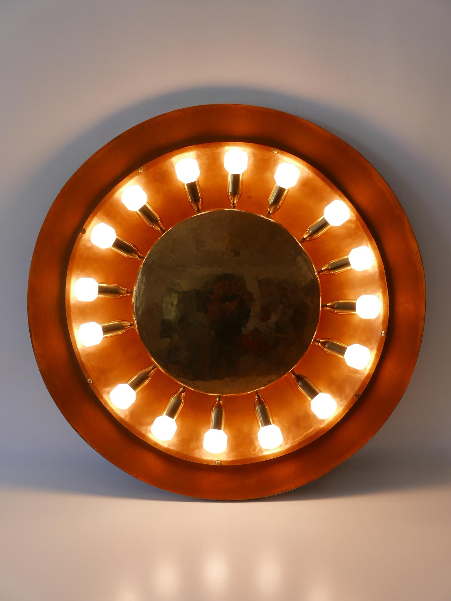 Mid-20th Century Huge Mid-Century Modern Copper & Brass Flush Mount or Wall Lamp, Germany, 1960s