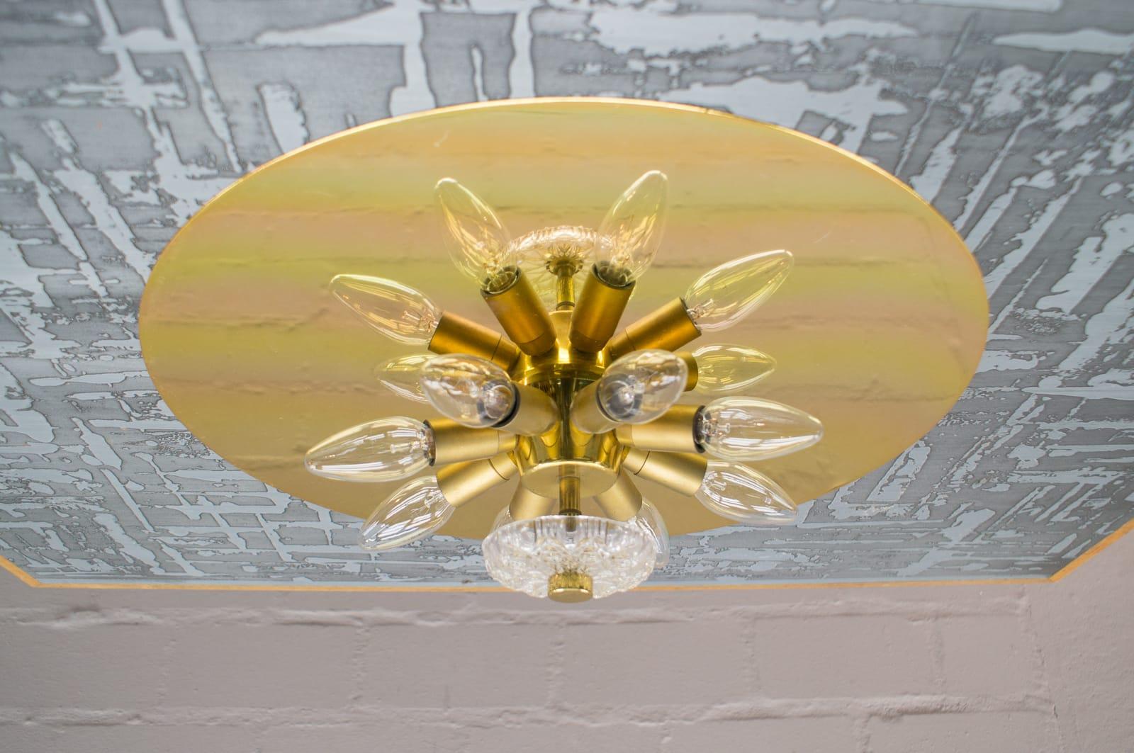 Mid-20th Century Huge Mid-Century Modern Floral Glass Wall and Ceiling Lamp, 1960s