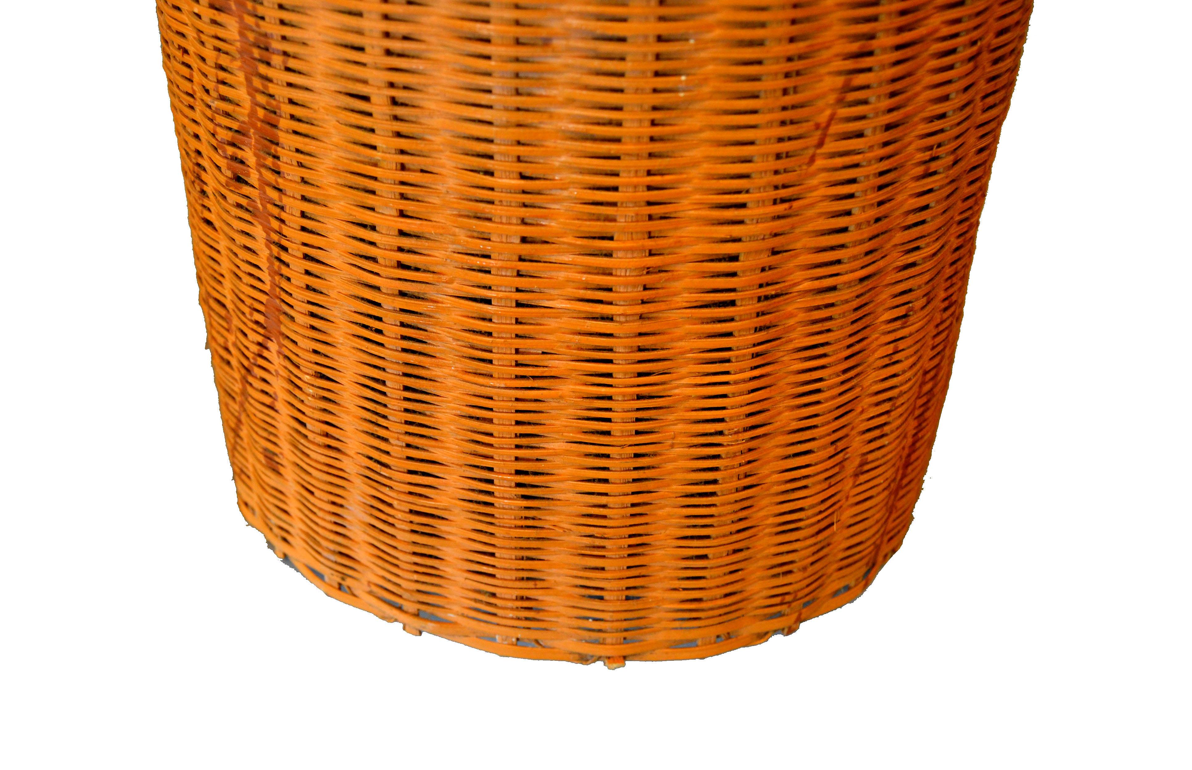 Huge Boho Chic Mid-Century Modern Handwoven Wicker Rattan Cone Shade For Sale 3