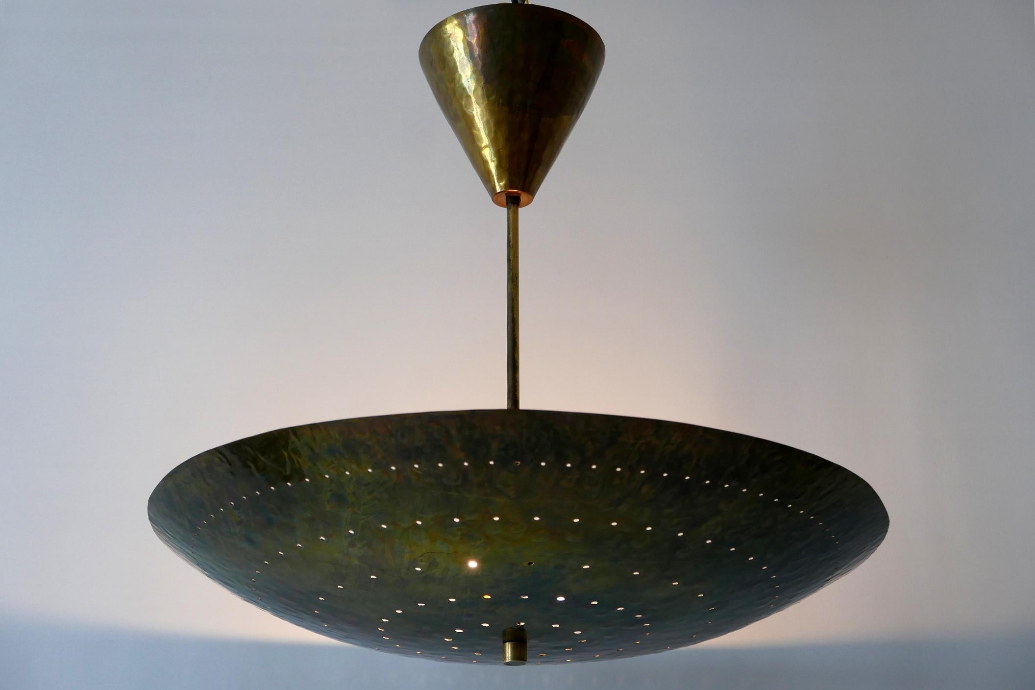 Huge Mid-Century Modern Perforated Brass Chandelier Pendant Lamp, 1950s, Germany 5
