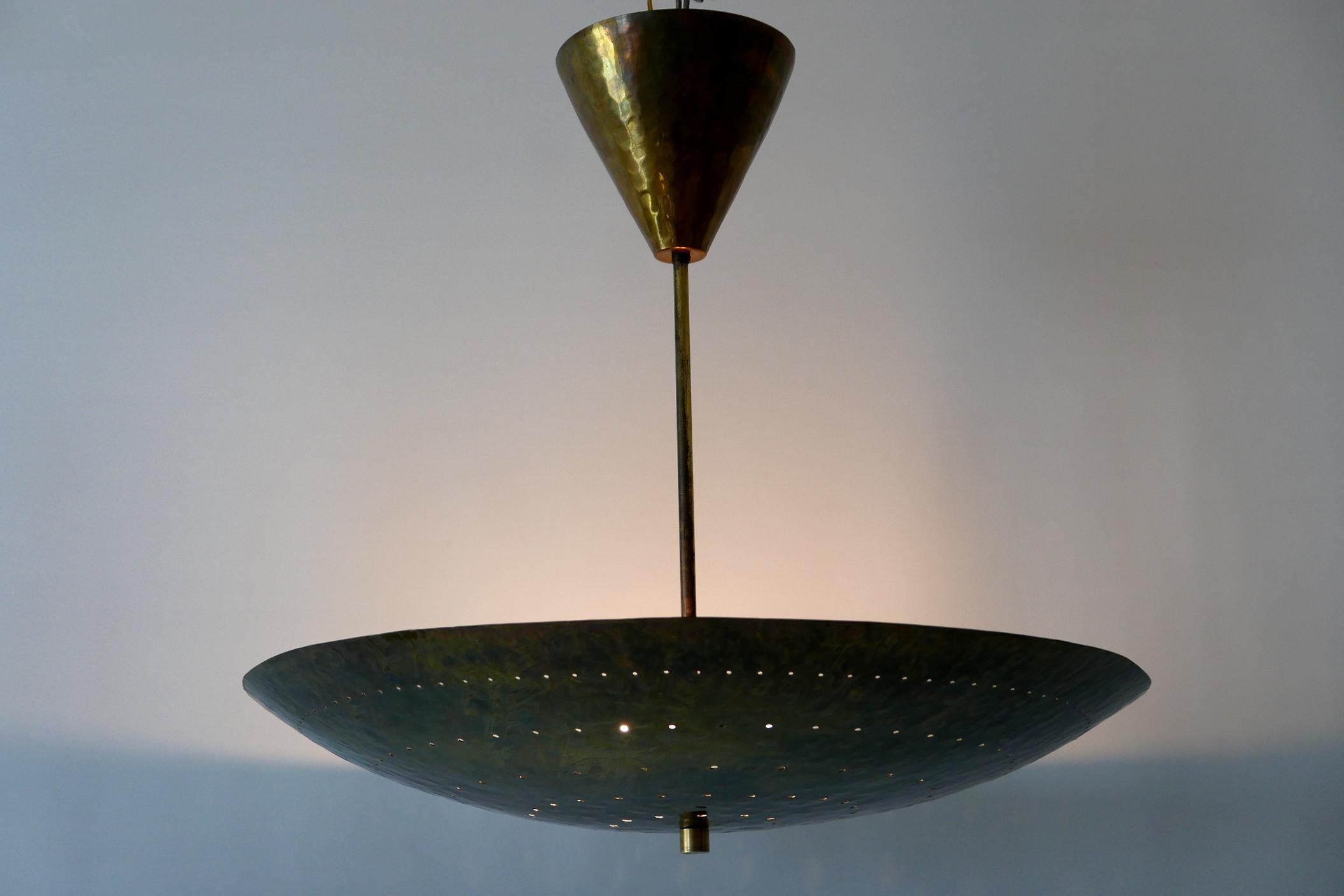 Mid-20th Century Huge Mid-Century Modern Perforated Brass Chandelier Pendant Lamp, 1950s, Germany