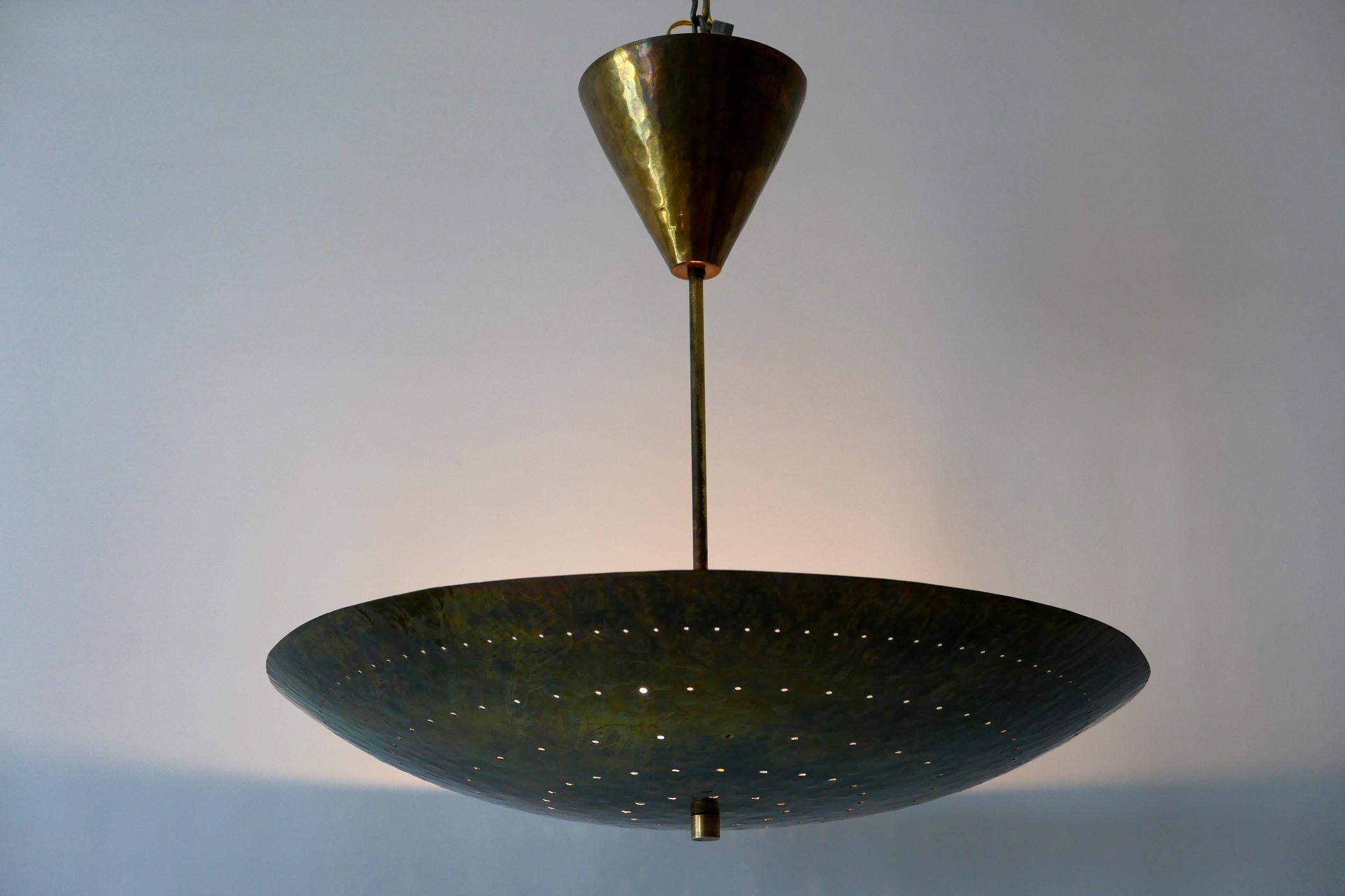 Huge Mid-Century Modern Perforated Brass Chandelier Pendant Lamp, 1950s, Germany 2