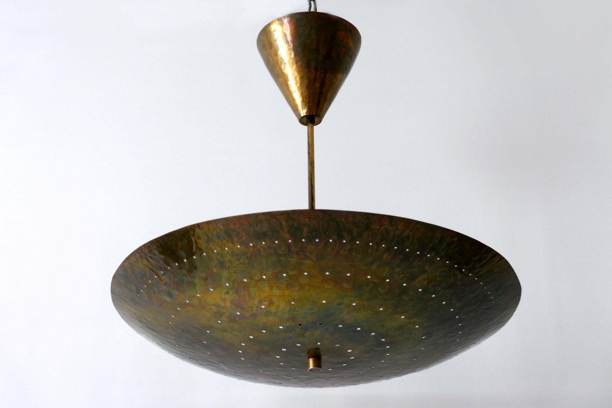 Huge Mid-Century Modern Perforated Brass Chandelier Pendant Lamp, 1950s, Germany 3