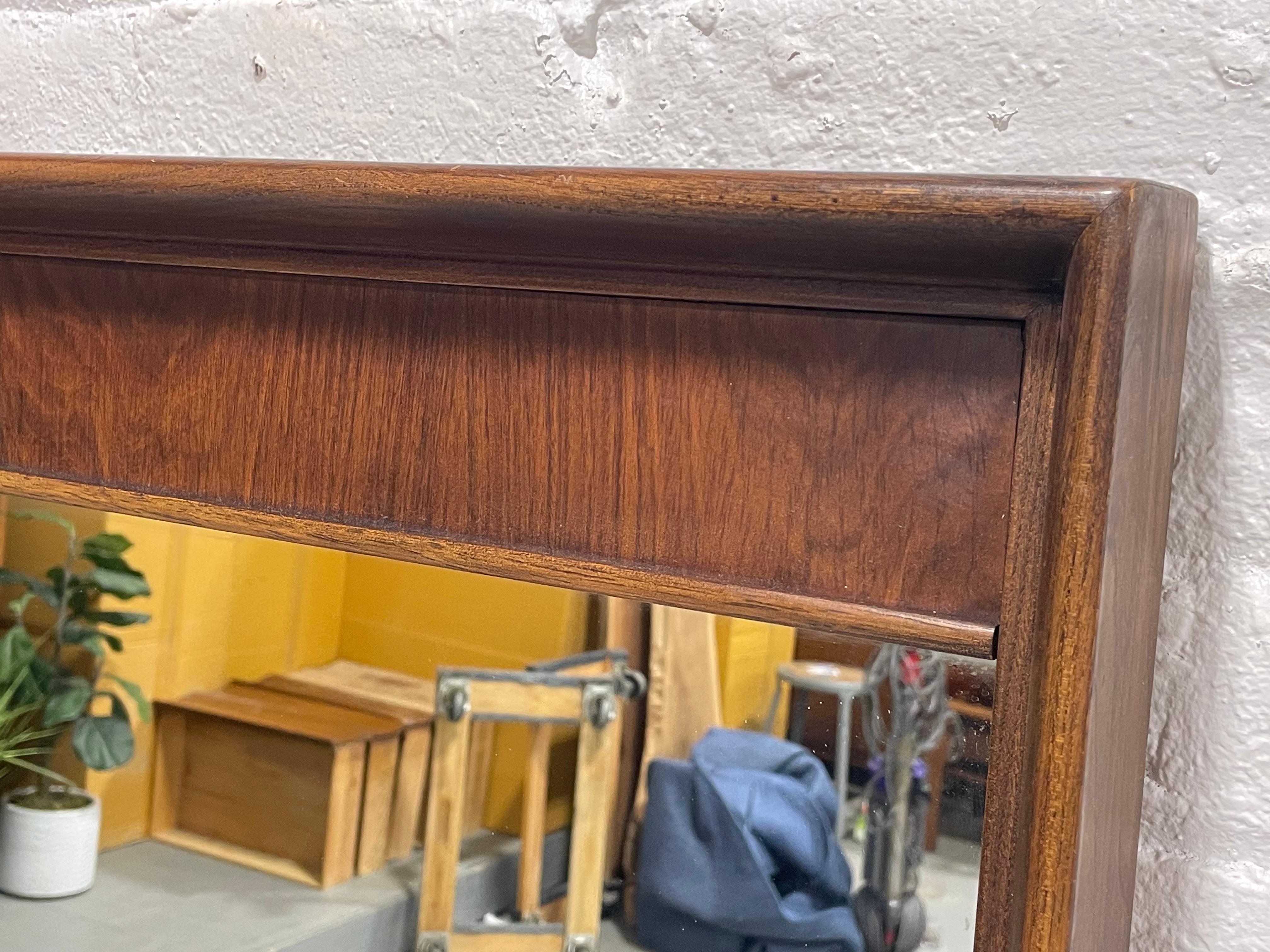 HUGE Mid Century Modern ROSEWOOD MIRROR, c. 1960's For Sale 4