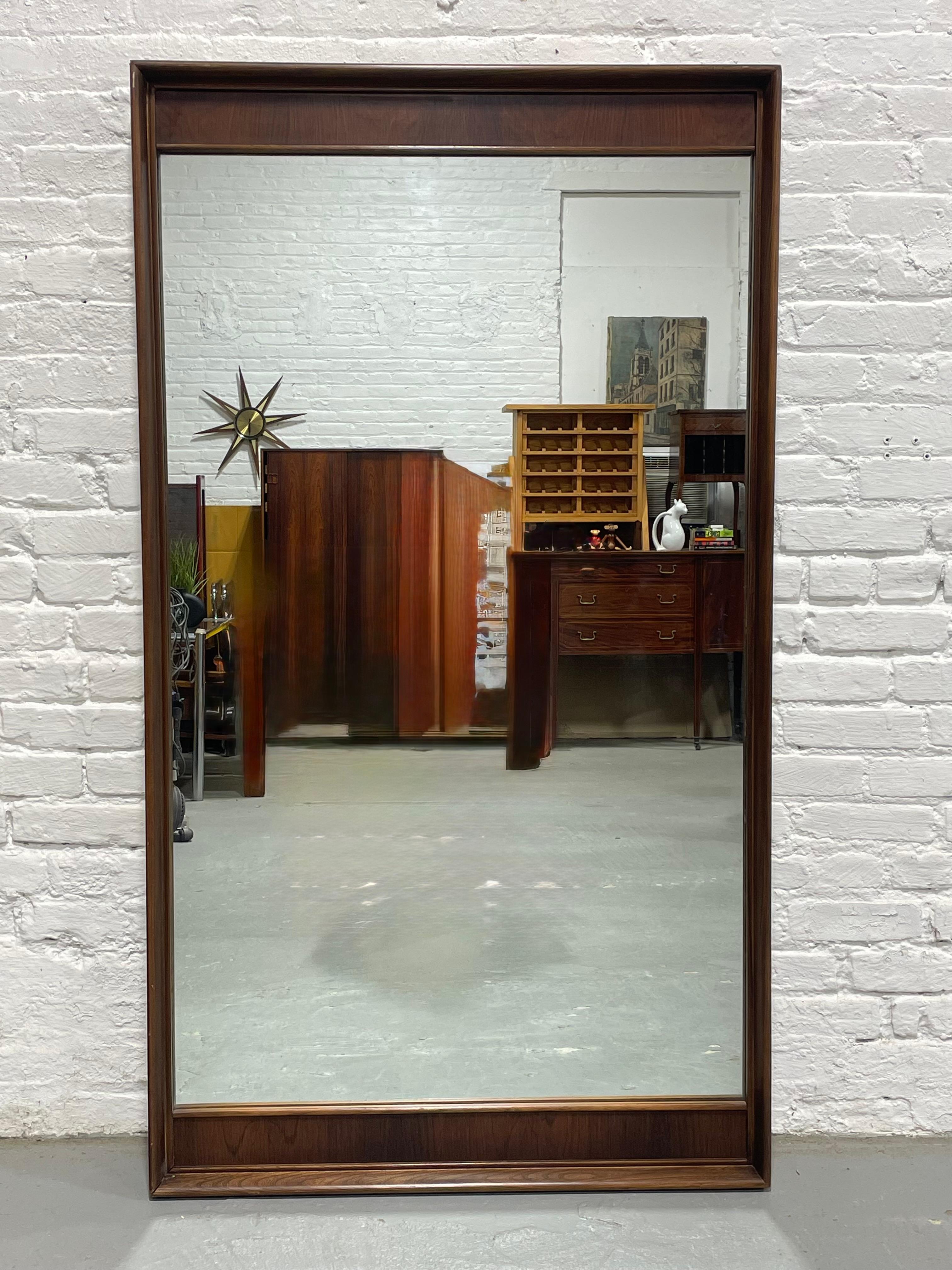 HUGE Mid Century Modern ROSEWOOD MIRROR, c. 1960's In Good Condition For Sale In Weehawken, NJ