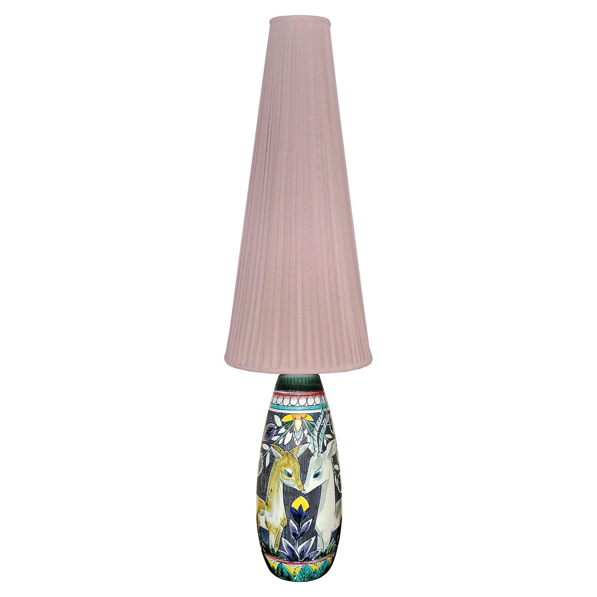 Énorme lampadaire moderne du milieu du siècle Tilgmans Keramik Abat-jour original Suède, années 1950