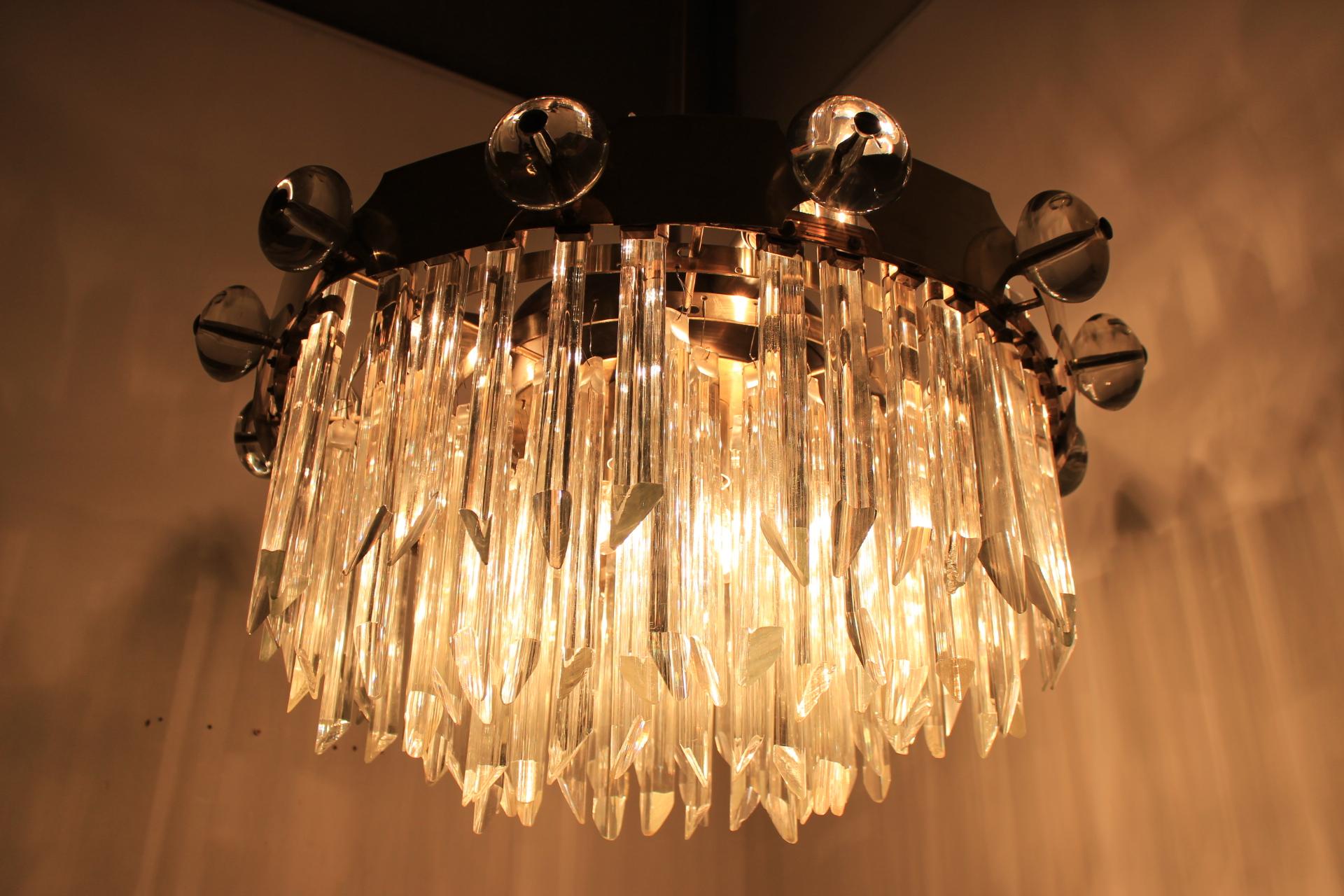 Huge Mid Century Ring Crystal Chandelier, Bakalowits, Lobmeyr, 1950s.  For Sale 6