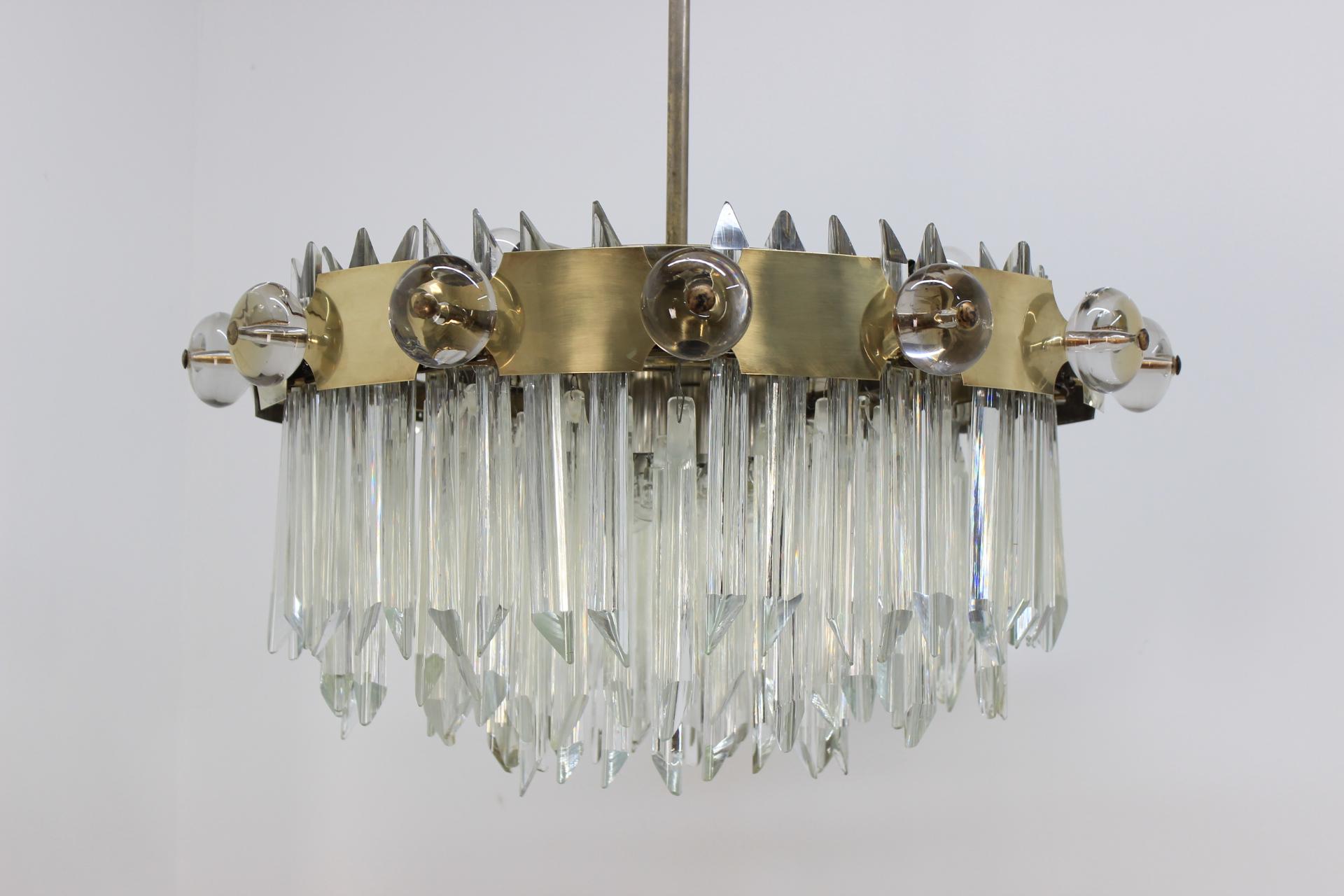 Mid-20th Century Huge Mid Century Ring Crystal Chandelier, Bakalowits, Lobmeyr, 1950s.  For Sale