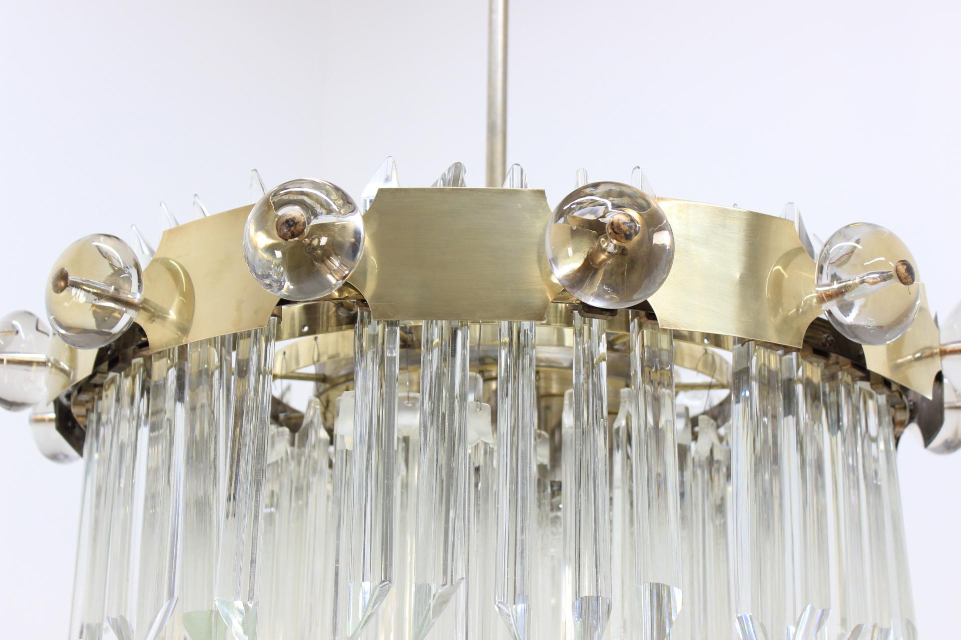 Metal Huge Mid Century Ring Crystal Chandelier, Bakalowits, Lobmeyr, 1950s.  For Sale